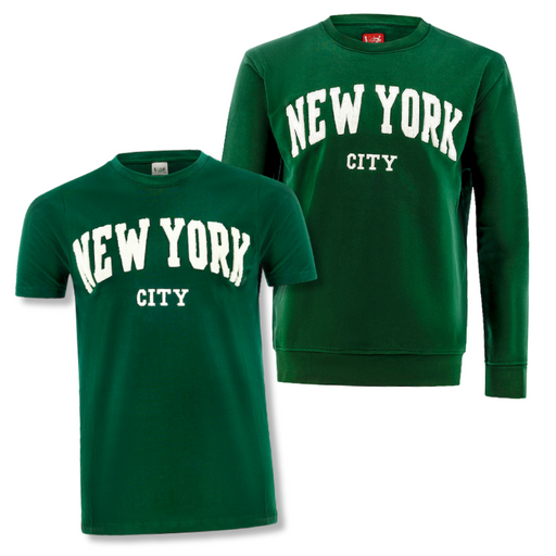 NEW YORK CITY Chenille Applique Shirt & Pullover Bundle (4 Colors)