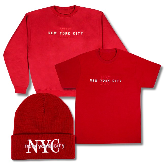 Embroidered New York City Shirt, Sweatshirt & Beanie Combo (2 Colors)