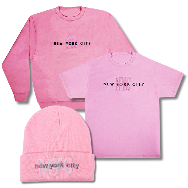 Embroidered New York City Shirt, Sweatshirt & Beanie Combo (4 Colors) | NYC Fashion