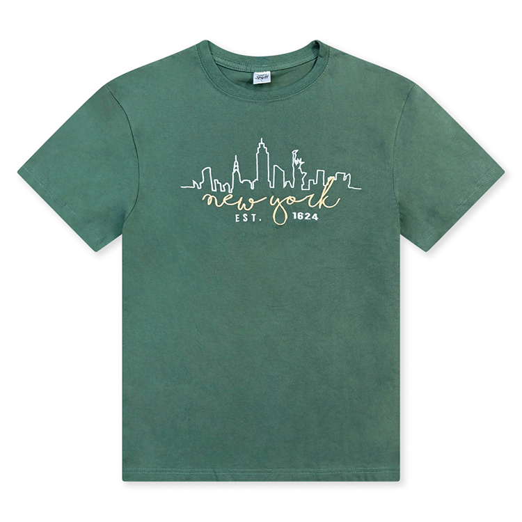 Script Skyline "NEW YORK" Embroidered T-Shirt (4 Colors)