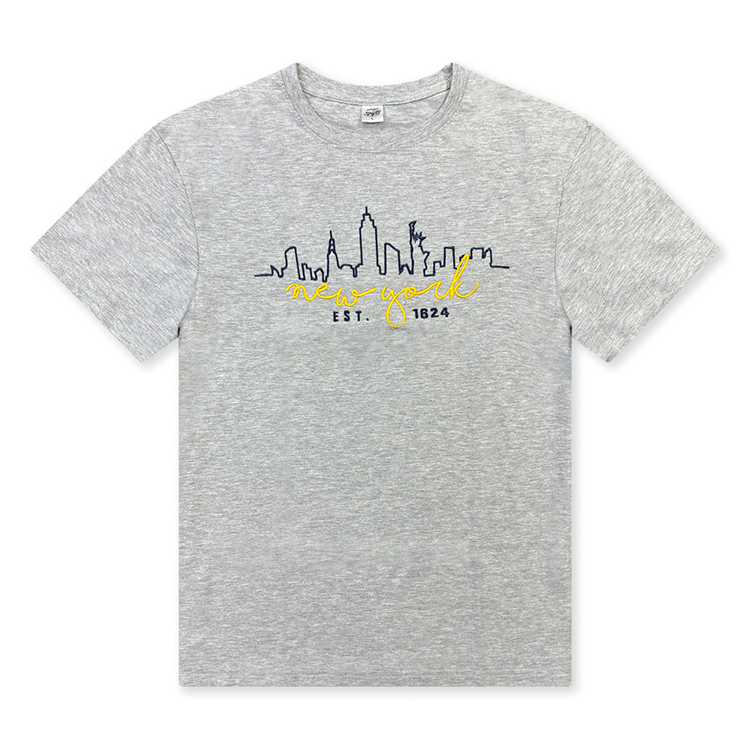 Script Skyline "NEW YORK" Embroidered T-Shirt (4 Colors)