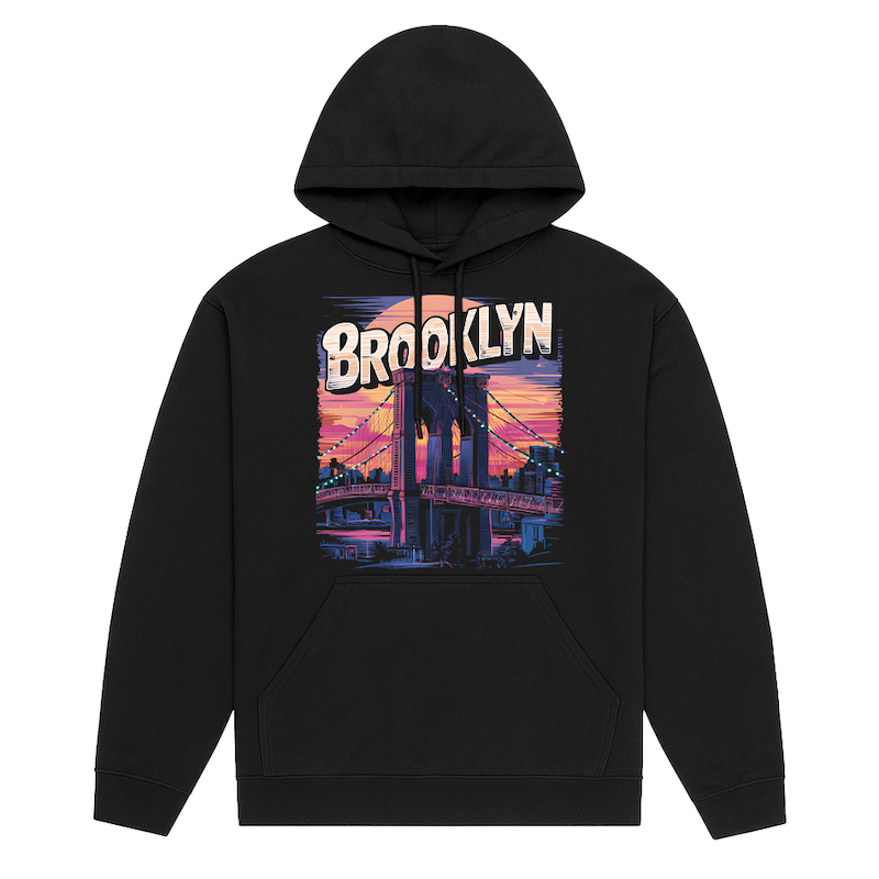 Heavy Cotton Sunset Brooklyn Bridge Hoodie (7 Sizes)