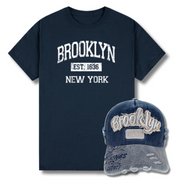 Distressed Brooklyn Hat and T-Shirt Combo (4 Colors)