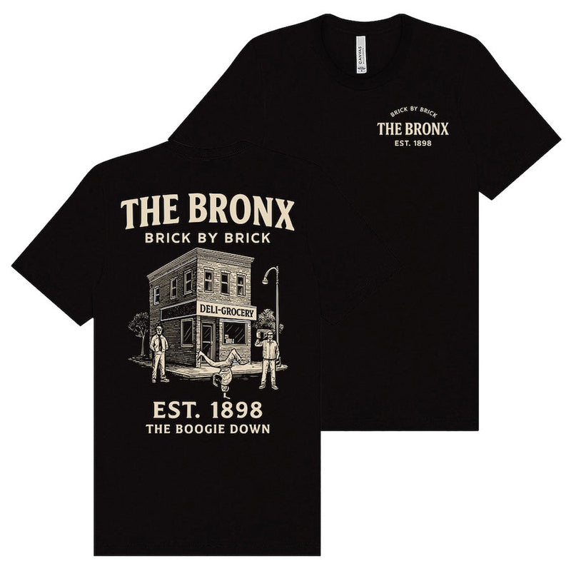The Bronx: EST. 1898 "The Boogie Down" Architecture Black T-Shirt