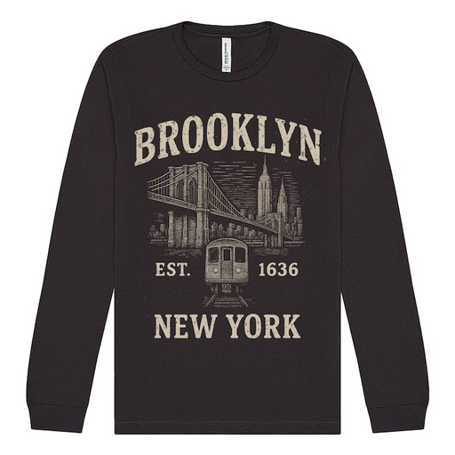 Brooklyn Vintage Dark Grey Long Sleeve - Five Boroughs Tribute Series (7 Sizes)