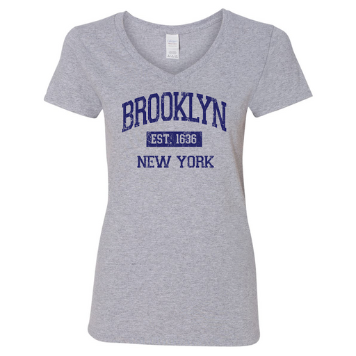 Ladies V-neck Vintage Est. 1636 BROOKLYN Shirt (6 Colors) [6 Sizes]