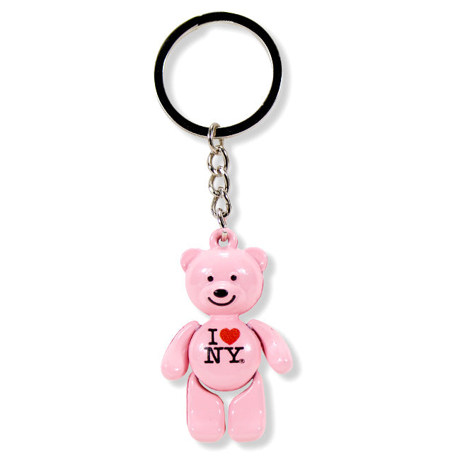 4D "I love NY" Teddy Bear Keychain W/ Mobile Limbs (8 Colors)
