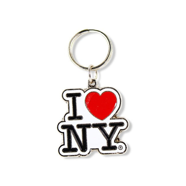 Metallic Enamel "I Love NY" Logo Keychain