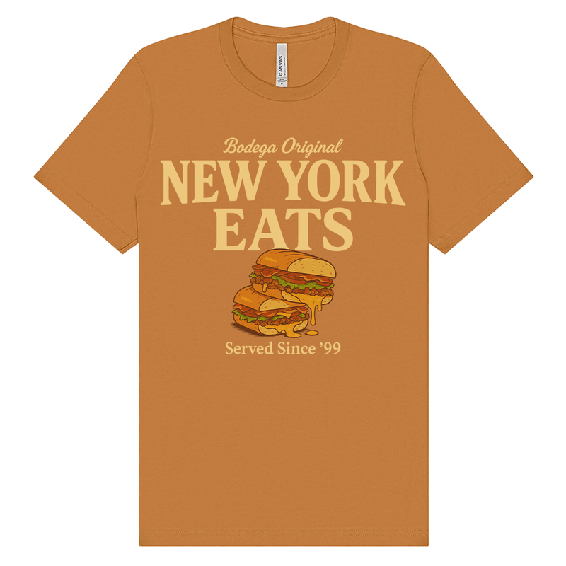 NY Eats: Bodega Original Chopped Cheese Graphic Tee – Toast Brown
