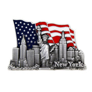Patriotic Gold "NEW YORK" Skyline Metal Fridge Magnet