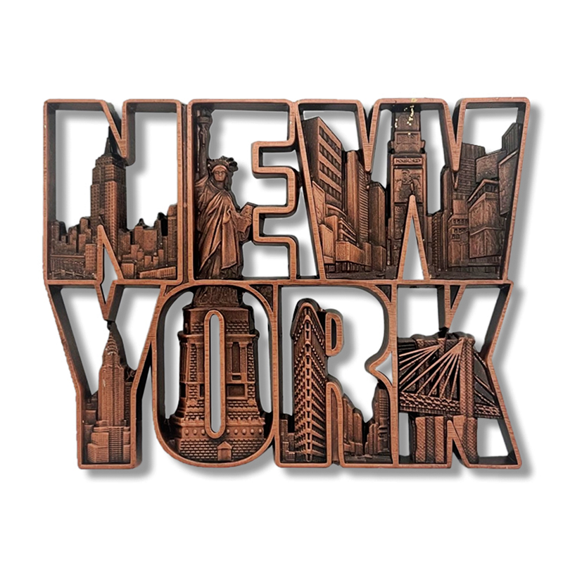 Etched Monuments Full Metal New York Stacked Magnet