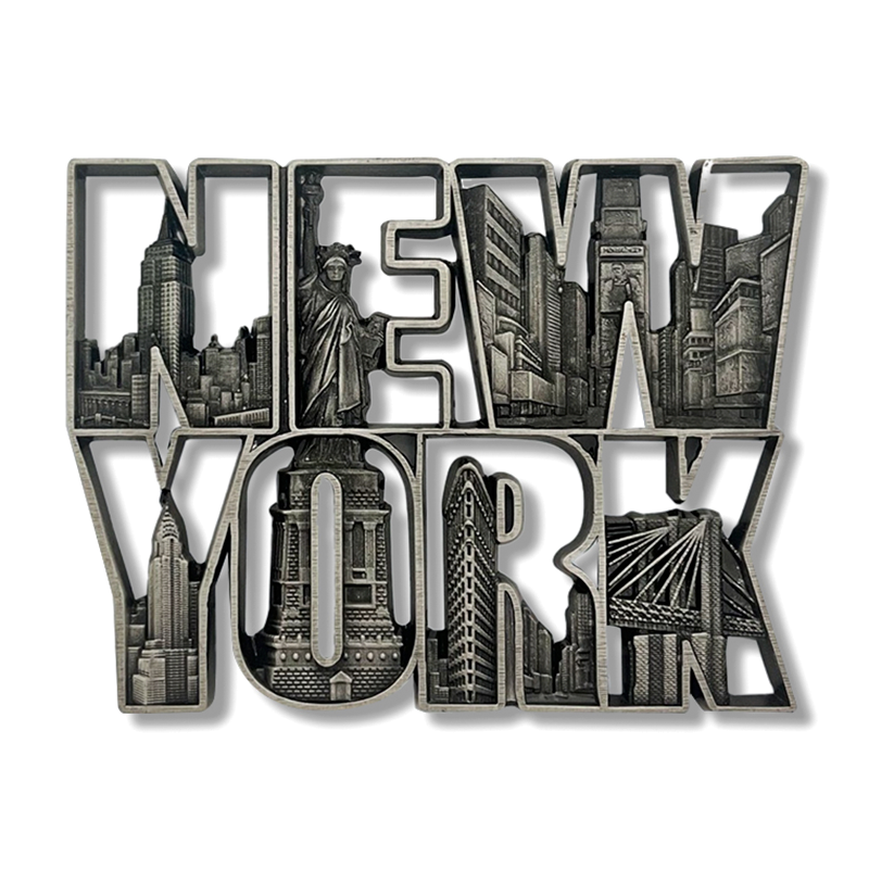 Etched Monuments Full Metal New York Stacked Magnet