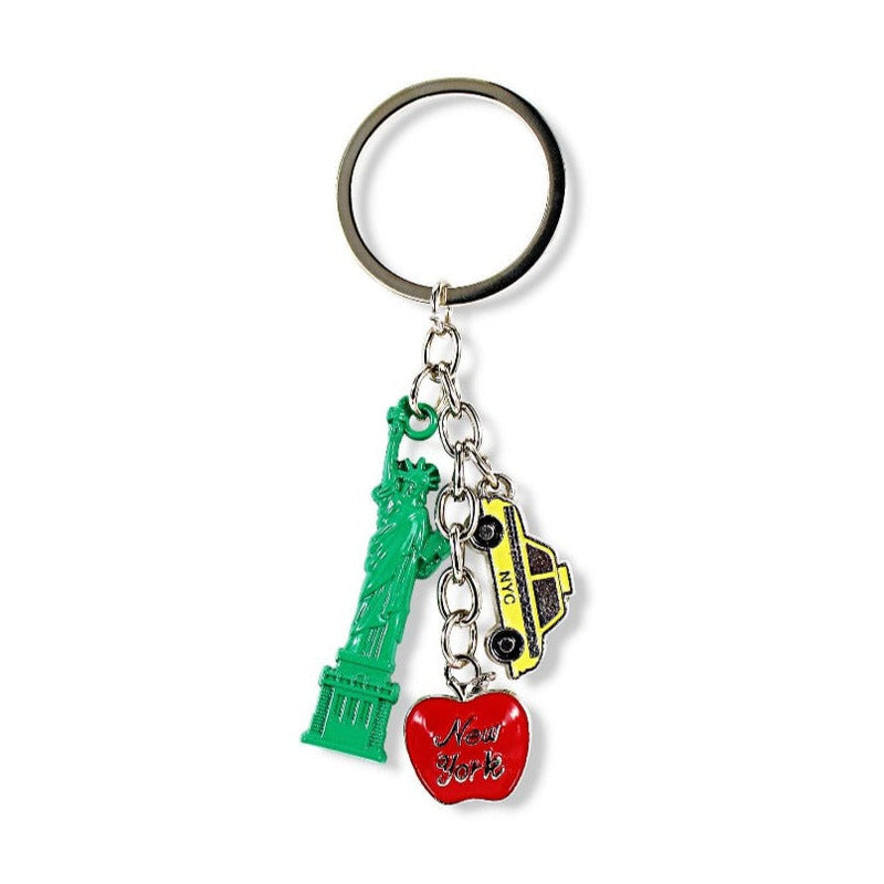 Acrylic Enamel Charms "NEW YORK" Taxi Big Apple Statue of Liberty Keychain