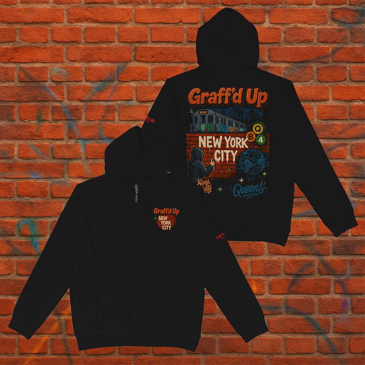 Graff'd Up New York City Black Heavy Blend Zip Hoodie (6 Sizes)
