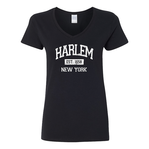 Ladies V-neck Vintage Est. 1658 HARLEM Shirt (6 Colors)[6 Sizes]