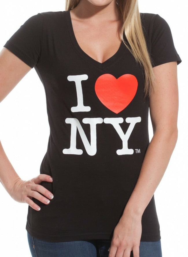 I Love NY Curve Fit Women's V-Neck T-Shirt | I Heart NY T Shirt | NYC Clothing (7 Colors)