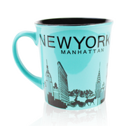 16oz. Cityscape "Manhattan" Jumbo New York Mug (White, Red, Pink, Cyan, Mustard, Tan, Brown) | NYC Mug