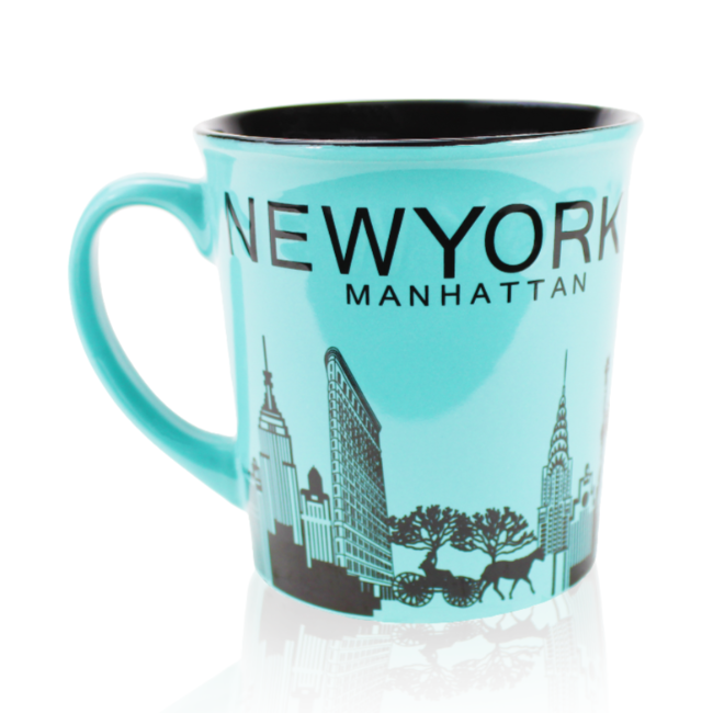 16oz. Cityscape "Manhattan" Jumbo New York Mug (White, Red, Pink, Cyan, Mustard, Tan, Brown) | NYC Mug
