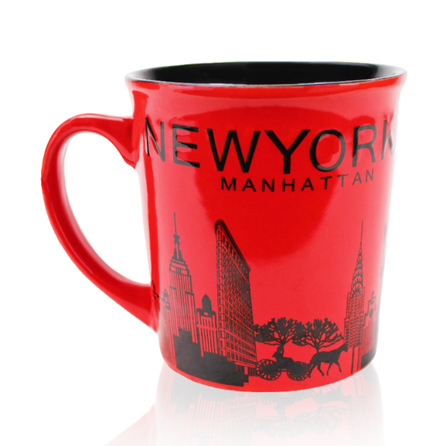 16oz. Cityscape "Manhattan" Jumbo New York Mug (White, Red, Pink, Cyan, Mustard, Tan, Brown) | NYC Mug