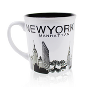 16oz. Cityscape "Manhattan" Jumbo New York Mug (White, Red, Pink, Cyan, Mustard, Tan, Brown) | NYC Mug