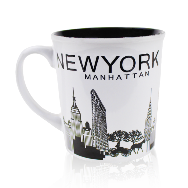 16oz. Cityscape "Manhattan" Jumbo New York Mug (White, Red, Pink, Cyan, Mustard, Tan, Brown) | NYC Mug