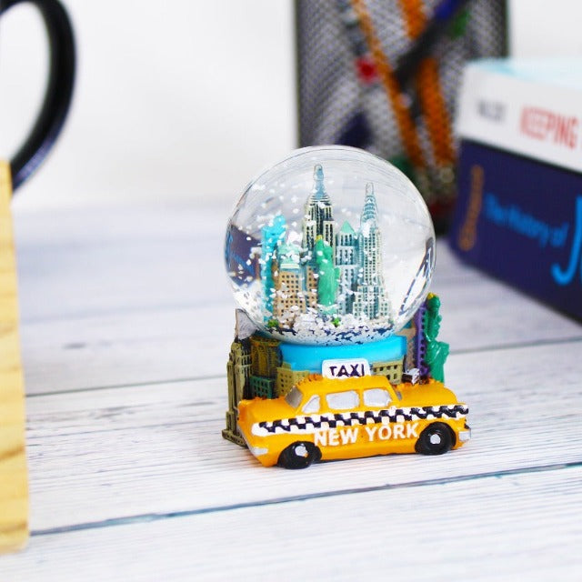 45MM Yellow Cab Taxi "NEW YORK CITY" Mural Snow Globe | New York City Souvenir