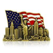 Patriotic Gold "NEW YORK" Skyline Metal Fridge Magnet