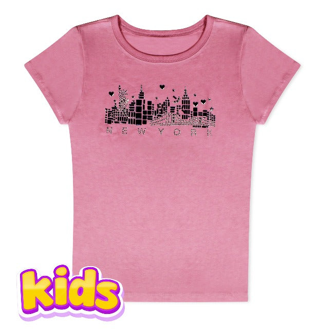 Girls Bedazzled Skyline New York T-Shirt | NYC T-Shirt