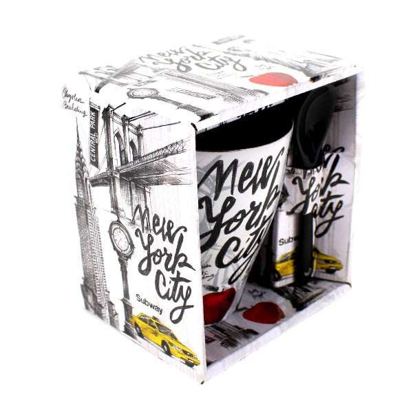 Fancy Staple Monuments of New York Mug & Spoon Set