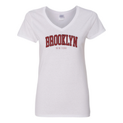 Ladies College Red Brooklyn V-neck T Shirt (2 Colors) | Brooklyn Shirt