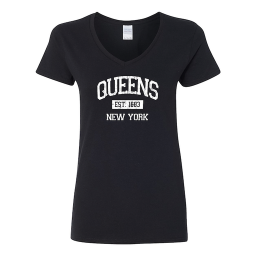 Ladies V-neck Vintage Est. 1683 QUEENS Shirt (6 Colors)[6 Sizes]