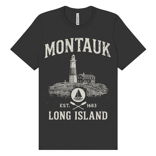 Vintage Montauk Dark Grey Tee – Long Island Tribute Series (7 Sizes)