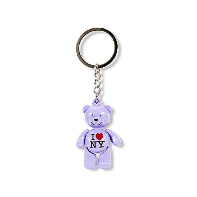4D "I love NY" Teddy Bear Keychain W/ Mobile Limbs (8 Colors)