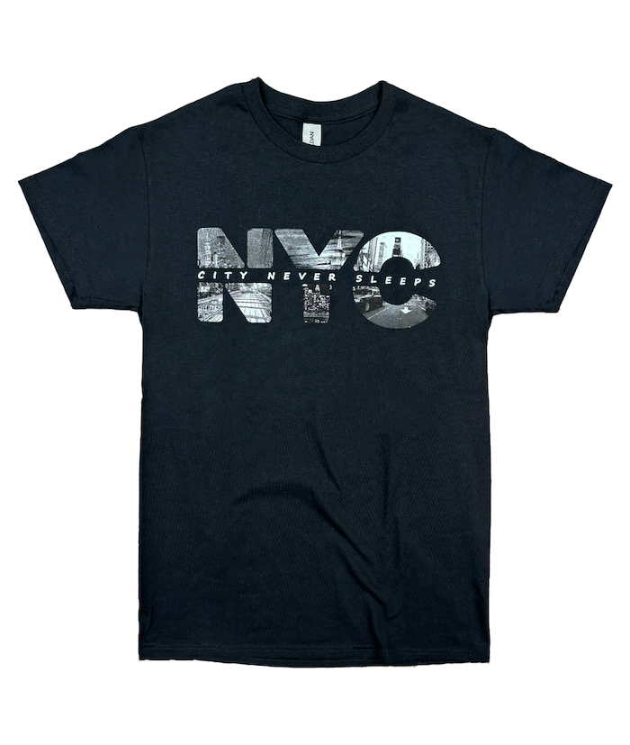City That Never Sleeps NYC T Shirt | Black New York Shirt (6 Sizes)