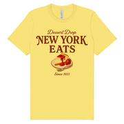 NY Eats: Dessert Drop Strawberry Cheesecake Graphic Tee – Classic Yellow