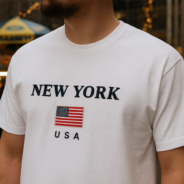 Embroidered Patriotic New York T Shirt | NYC T Shirt (4 Colors)[S-3XL]