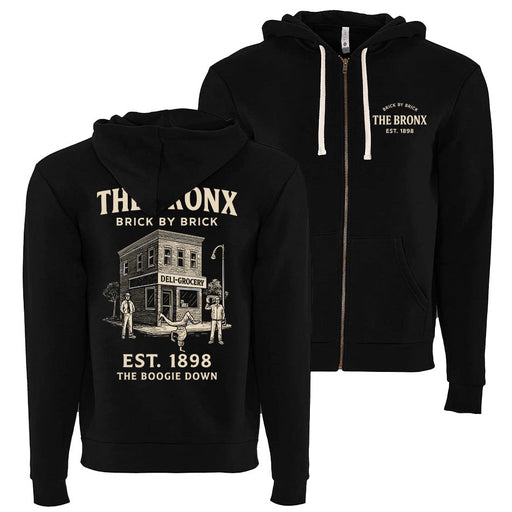The Bronx: EST. 1898 "The Boogie Down" Architecture Black Zip Hoodie