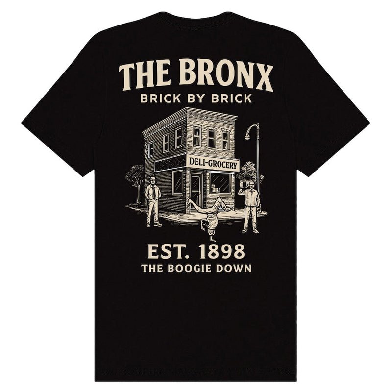 The Bronx: EST. 1898 "The Boogie Down" Architecture Black T-Shirt