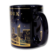 Navy Gold Glimmering Night Sky New York Skyline Coffee Mug (2 Sizes)