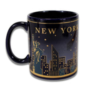 Navy Gold Glimmering Night Sky New York Skyline Coffee Mug (2 Sizes)