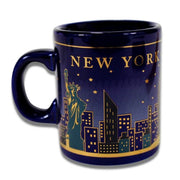 Navy Gold Glimmering Night Sky New York Skyline Coffee Mug (2 Sizes)