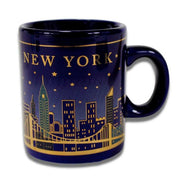 Navy Gold Glimmering Night Sky New York Skyline Coffee Mug (2 Sizes)