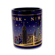 Navy Gold Glimmering Night Sky New York Skyline Coffee Mug (2 Sizes)