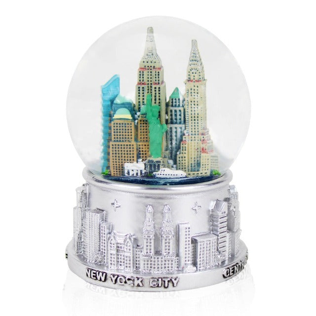 65MM Silver Skyline "NEW YORK City" Snow Globe | NYC Snow Globe | New York Souvenir