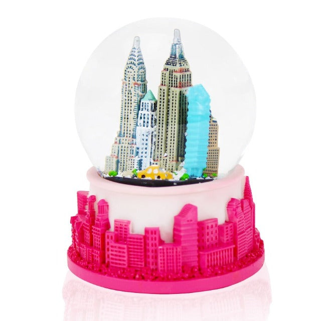 Hot Pink "Princess NEW YORK" Skyline Snow Globe | New York City Souvenir | NYC Travel Gift (3 Sizes)