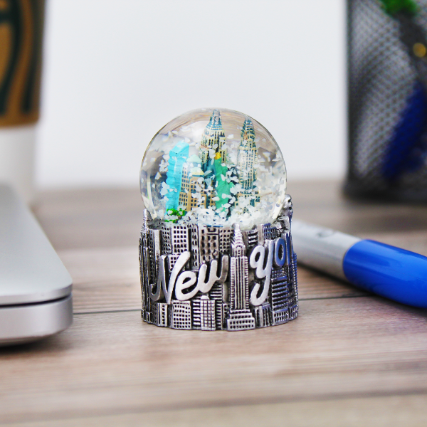 Silver Cityscape "NEW YORK" Snow Globe | NYC Snow Globe | New York Gift (3 Sizes)