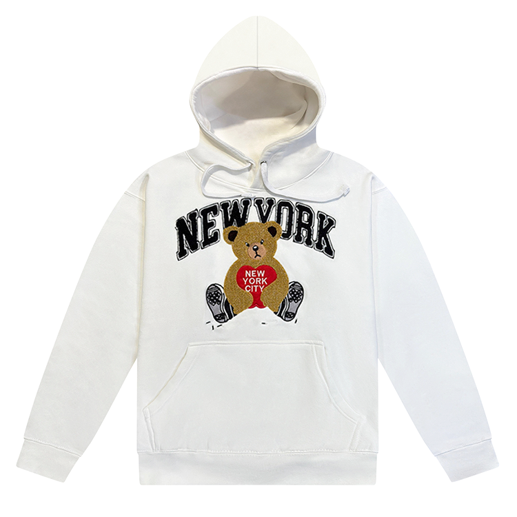 Charm of New York Hoodie - Teddy Bear & Apple Appliqué NYC Hoodie (3 Colors)