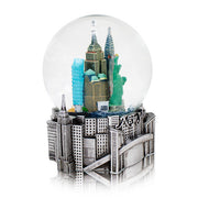 120MM Full Silver Wind-up Musical New York Skyline Snow Globe