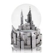 120MM Full Silver Big Base Wind-up Musical New York Skyline Snow Globe