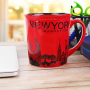 16oz. Cityscape "Manhattan" Jumbo New York Mug (White, Red, Pink, Cyan, Mustard, Tan, Brown) | NYC Mug